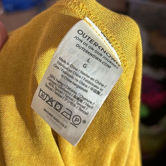 Outerknown Neptune tank dress hemp blend goldenrod side slits maxi large - Picture 9 of 9